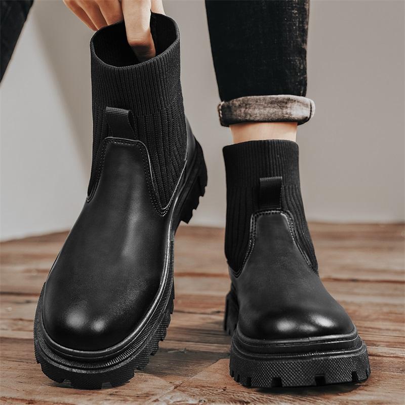 Winter Height Increase Anti Slip Comfortable High Top Boots for Men Couples Fashion Wear Resistant