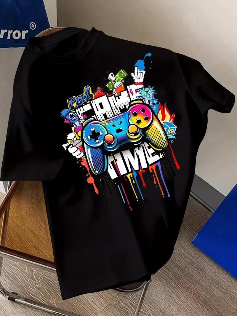 

Game Time T Shirt Gamer Gaming Video Top Casual Vintage Washed Designer Clothes Stretched Graphic Unisex Fashion Comfortable S