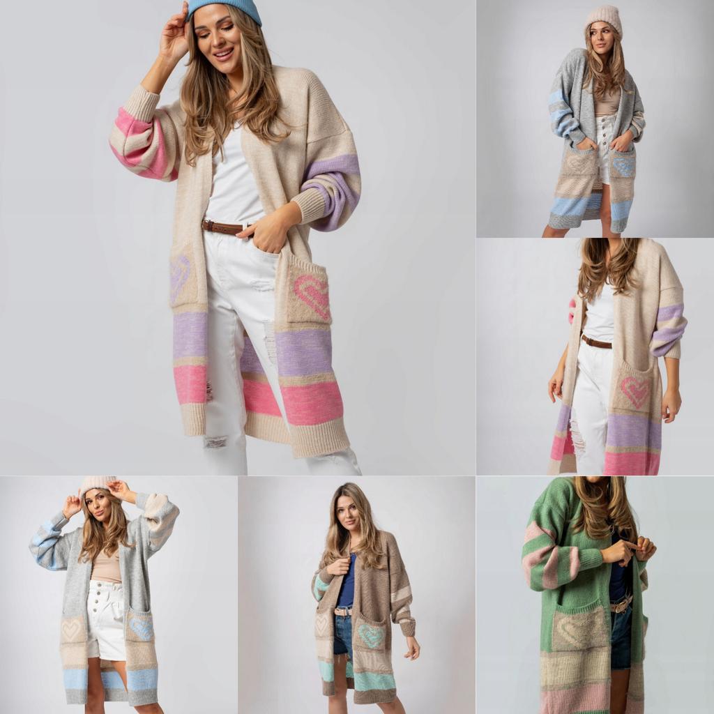 Casual Minimalist Cardigan Knit Outerwear For Women
