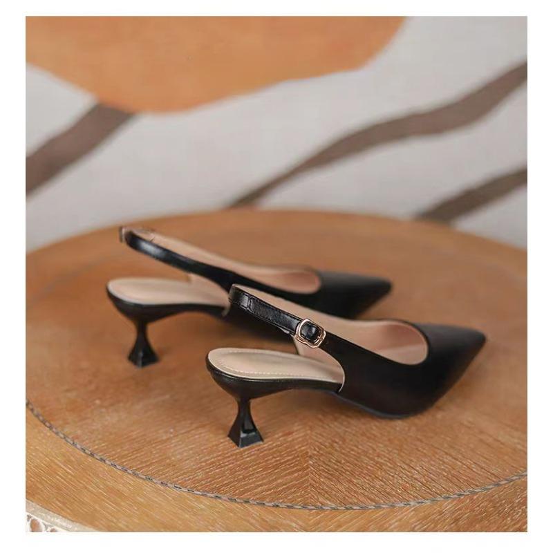 Spring New Brand Women Sandal Fashion Shallow Slip on Ladies Elegant Slingback Shoes Square Low Heel Dress Pumps