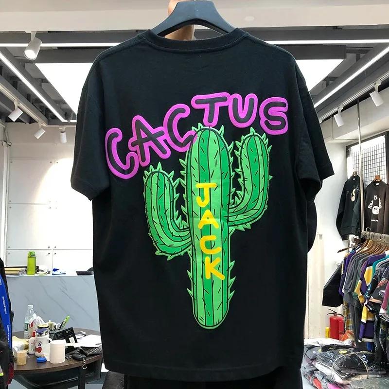 

Новые роскошные футболки Cactus Jack Hip Hop, футболка Travis 2024 для мужчин, хлопковая футболка в стиле хип-хоп, уличная футболка M чёрный