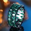 Luxury Cute Female Green Zircon Stone Ring Vintage Fashion Black Gold Color Wedding Jewelry For Women