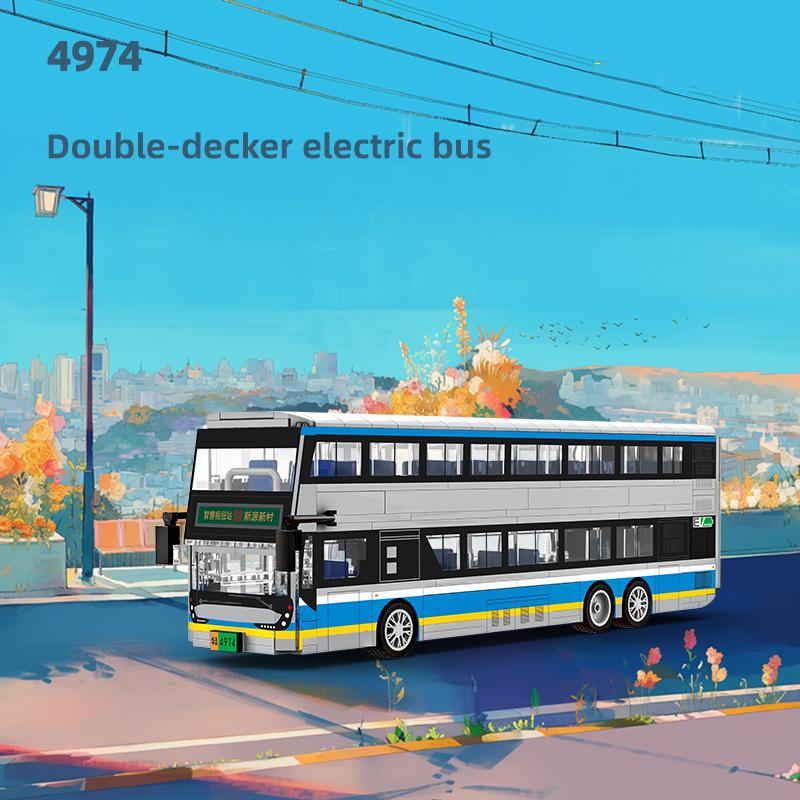 Kinder Stadtauto Bus Spielzeug Überland Doppeldeckerbus Montage Kleine Partikel Bausteine Junge und Mädchen Geschenk Ornament
