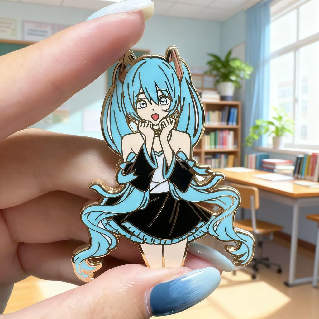 Netoxická Anime Brož s Motivem Hatsune Miku Virtuální Idol První Zvuk Kovový Odznak Japonské Roztomilé Školní Tašky Doplňky