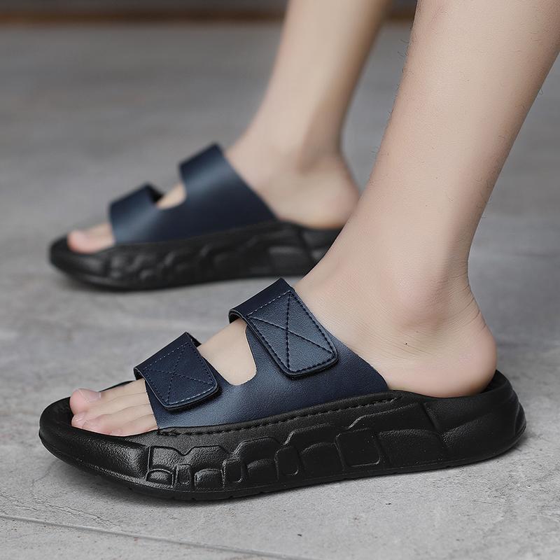 

Мужские шлепанцы для мужчин, пляжные, повседневные, черные, синие, коричневые, на плоской подошве, большие размеры, летняя обувь с открытым носком для мальчиков 39-45 EU:39