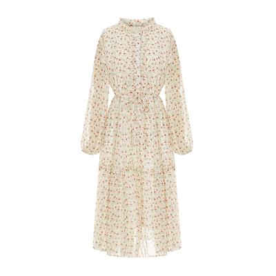 Sally Flower Chiffon Shirred Long Dress_I6A-Cop014