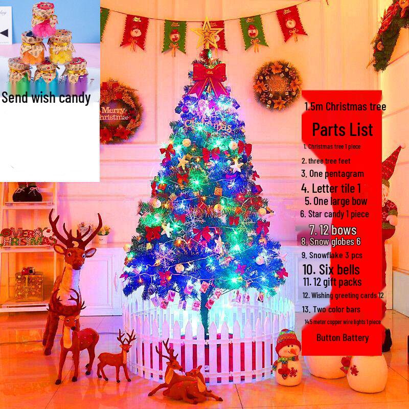 White Christmas Tree Set with 1m, 1.5m, 1.8m Trees - Snow-Decorated Holiday Decor for Home