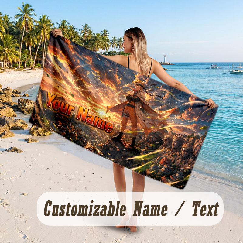 Custom Name Large Beach Towel,Naruto Quick Absorbent Towel For Outdoor Travel Poolside