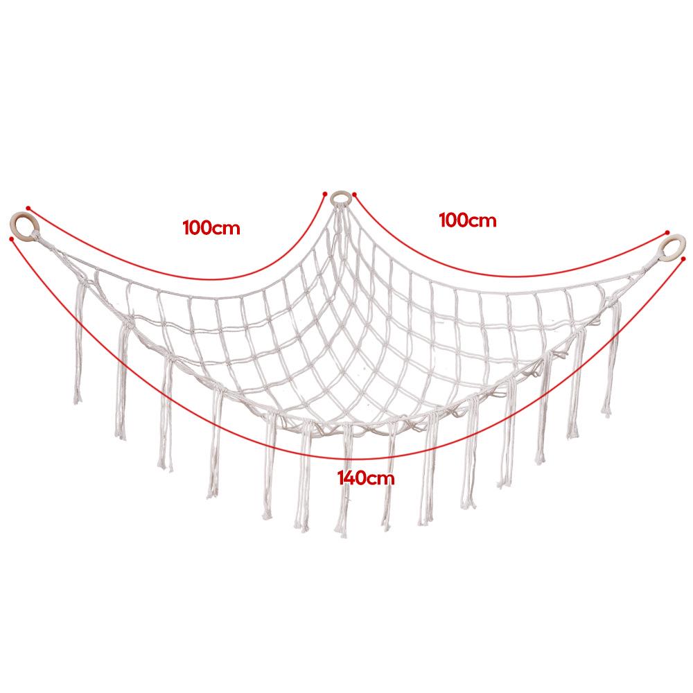 Kolorowy sznurkowy worek-siatka z frędzlami do przechowywania zabawek dla pokoju dziecięcego
