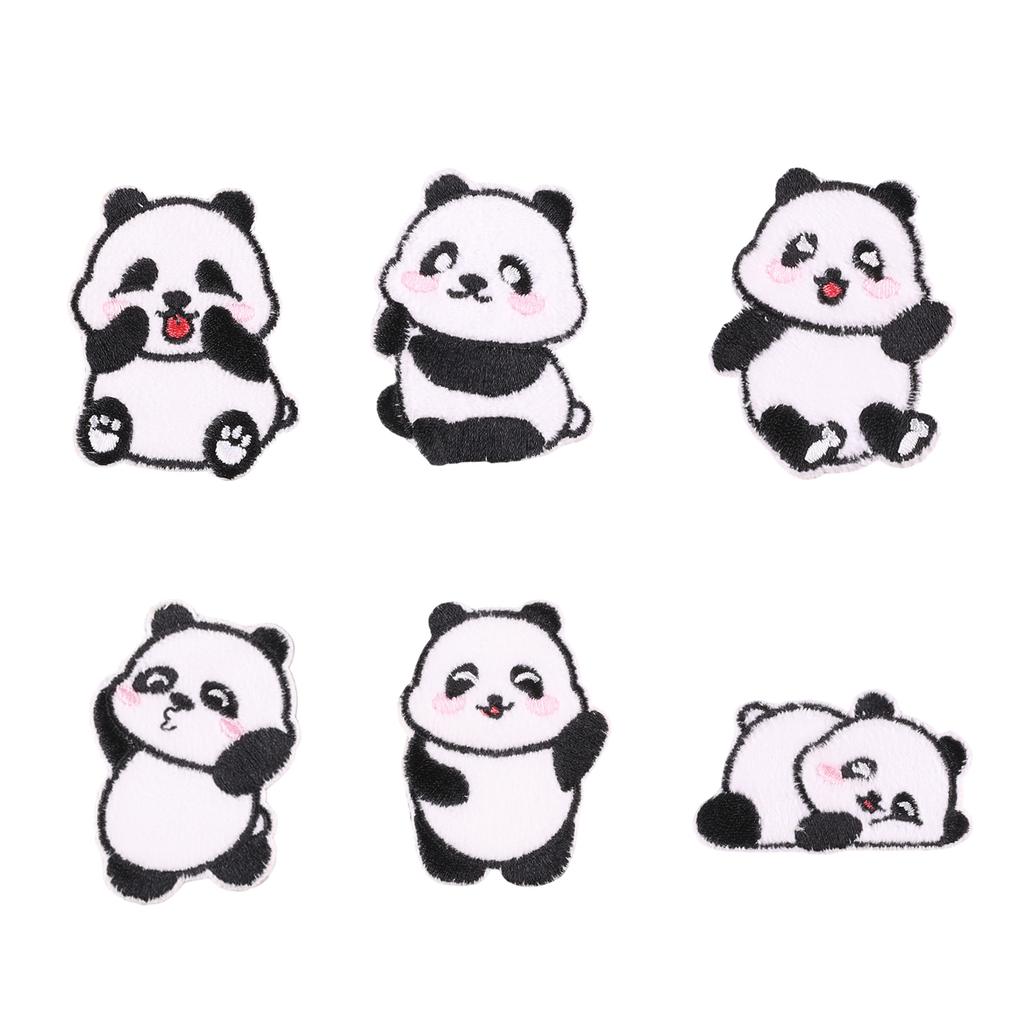 6pcs Panda Patch Selfadhesive Badges Patch Sticker No Sewing For Clothing Hat Accessories Decoration For Craft Lovers