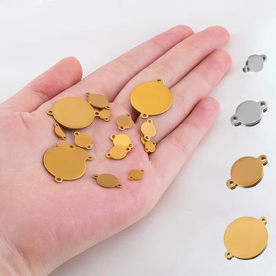 20Pcs Stainless Steel Flat Round Links Stamping Blank Tag Connectors 2 Holes Disc Pendant DIY  Necklaces Jewelry Making Supplies