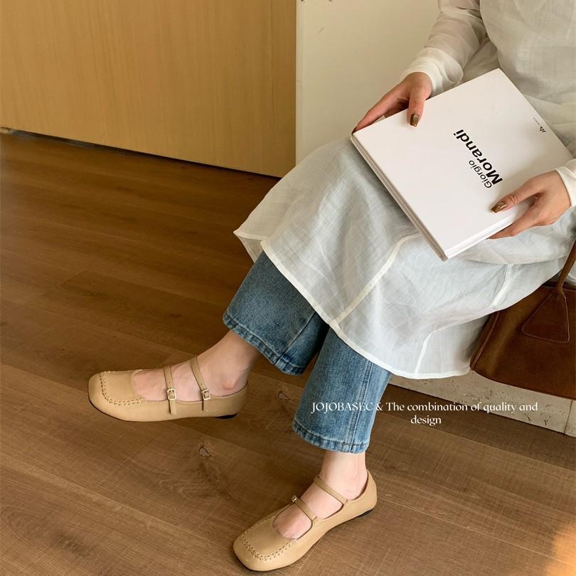 Flat single shoes women's grandma shoes 2025 new early spring shallow mouth Doudou shoes gentle wind with skirt Mary Jane shoes