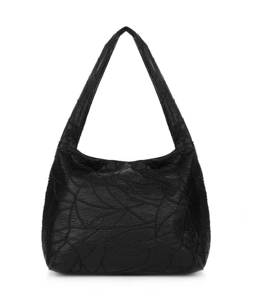 Nick&Nicole Leather Wrinkle Tote Bag_Black