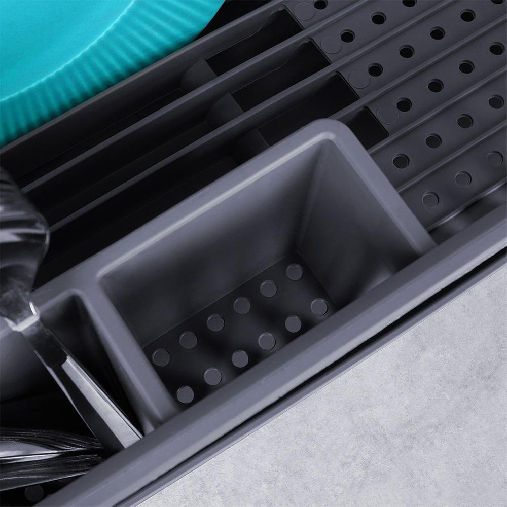 Ociekacz Suszarka Stojąca na Blat Naczynia Talerze Sztućce Szara Plastikowa