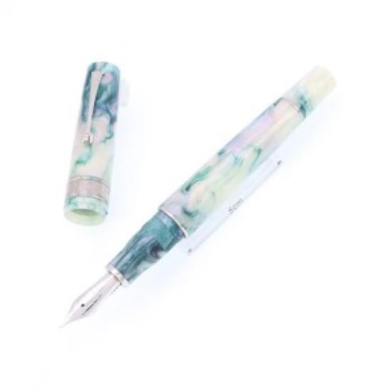 Used Leonardo Momento Zero Grande Fountain Pen | Mother of Pearl Finish | Rhodium Trim | 14K Gold Extra Fine Nib (EF) 