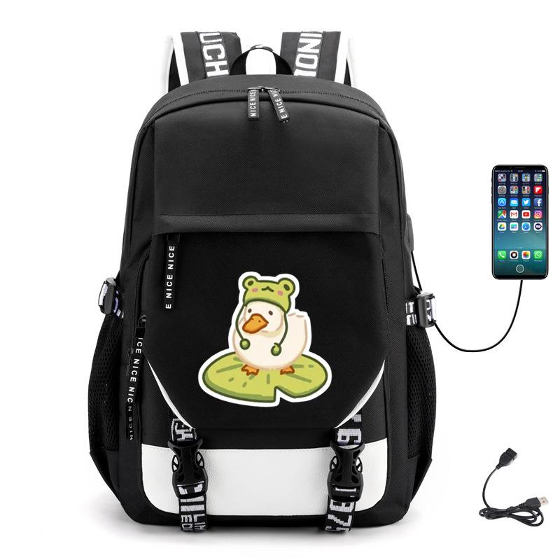 Multifunctional Goose Backpack Large Capacity Student Bag Leisure Travel Usb Computer Bag
