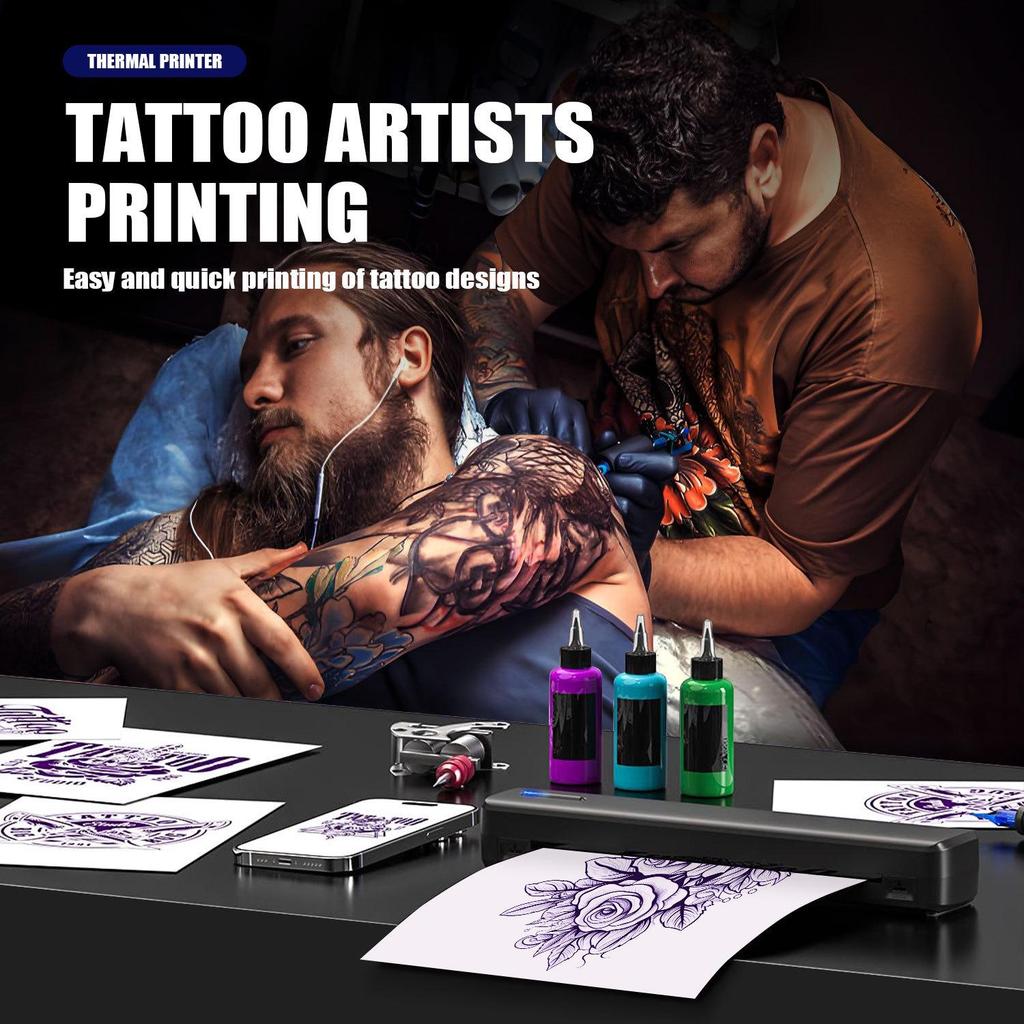 HZTZ-A4XY Portable A4 Bluetooth Thermal Printer: Wireless, Phone-Compatible, Ideal for Home & Tattoo Printing, Hot Seller