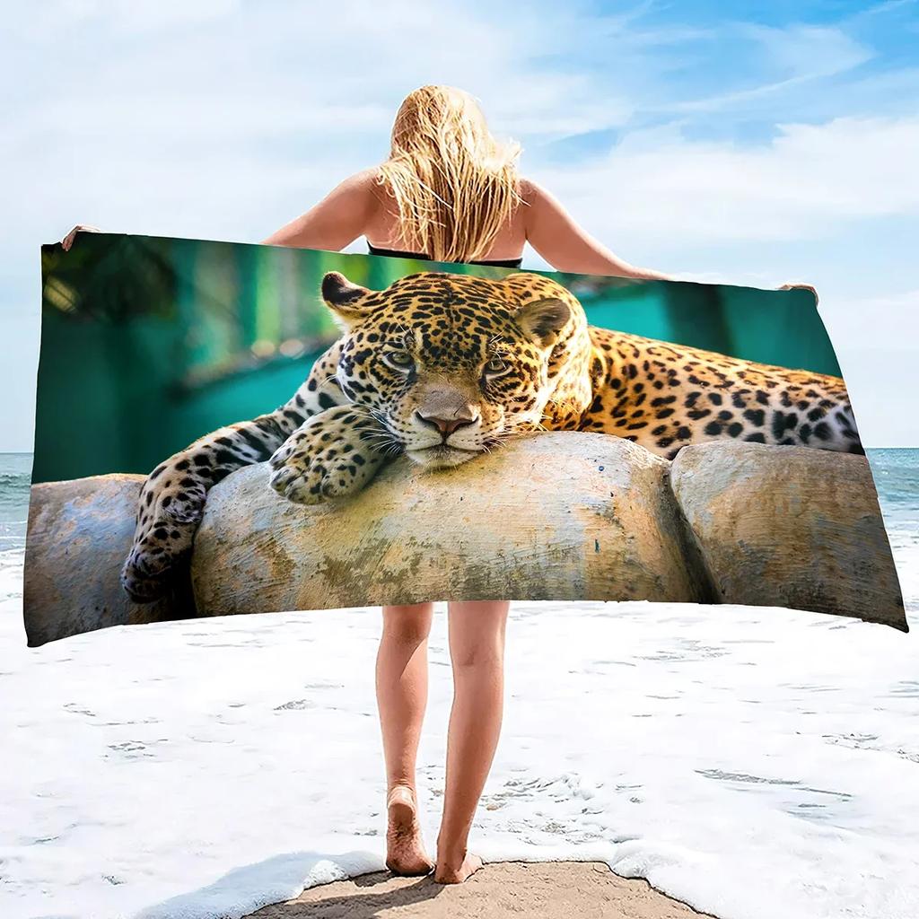 Cheetah Print Sand Free Beach Towel Absorbent Bath Towel Extra Large Hand Towels Quick Dry Towel for Swimming Bathroom Spa Pool