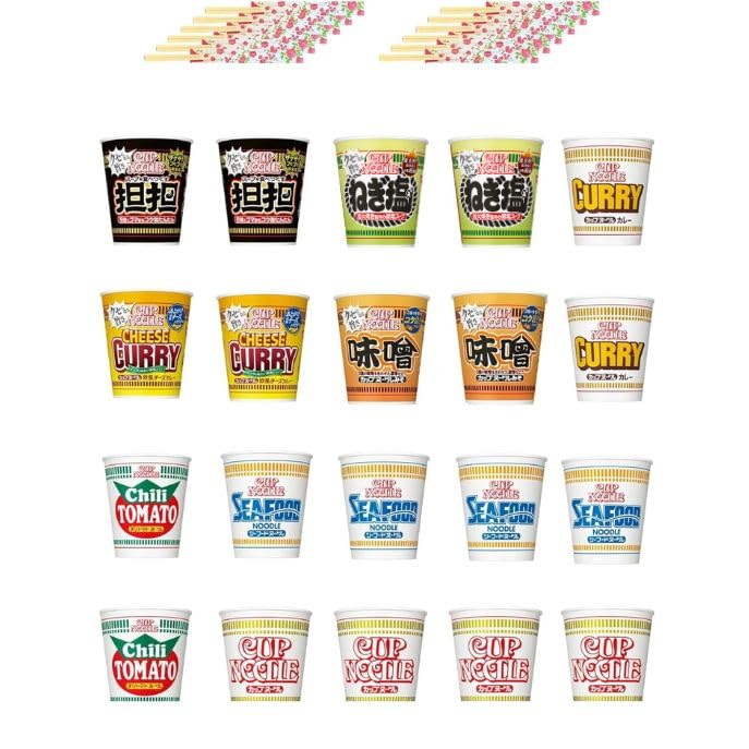 

Nissin Foods Cup Noodles 8 Assorted Flavors Cups 20 Pairs of Cup Noodles Box May Change Due to Production Series, (20 Regular-Size + Chopsticks)