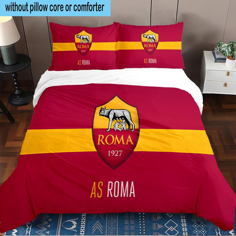 Roma Football Club Emblem 3PCS Bedding set,Ideal for1pc Duvet Cover And 2pcs Pillowcases Perfect for Christmas gift,Ideal for Bedroom, Dormitory