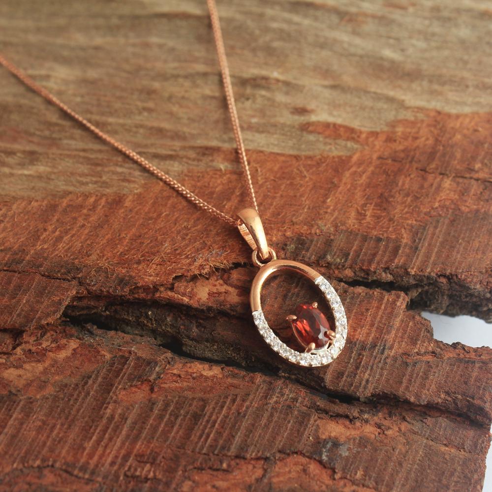 Granat Peridot Zircon Rose Gullbelagt 100 % 925 Sterling Sølv Halskjedesett med øredobber for kvinner