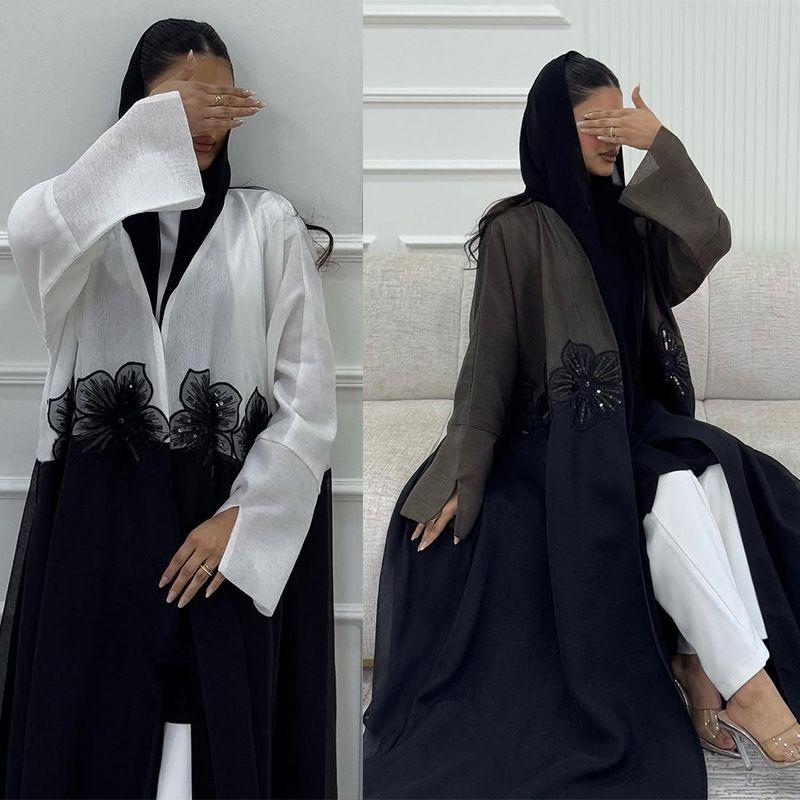 New Middle East Cardigan Fashion Three-Dimensional Applique Temperament Robe Dress Cardigan Decal Robe