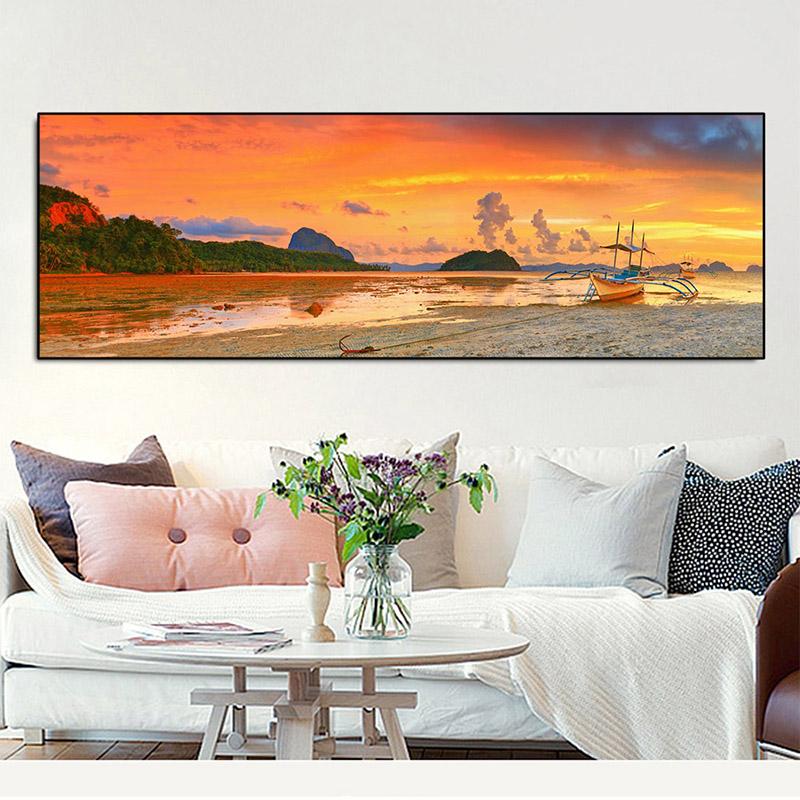 

Природа Море Восход Деревянный Мост Холст Картина Пейзаж Закат Лодка Плакаты и принты Настенные Художественные Фотографии Домашний Декор Без Рамки Без Рамки 20*40cm