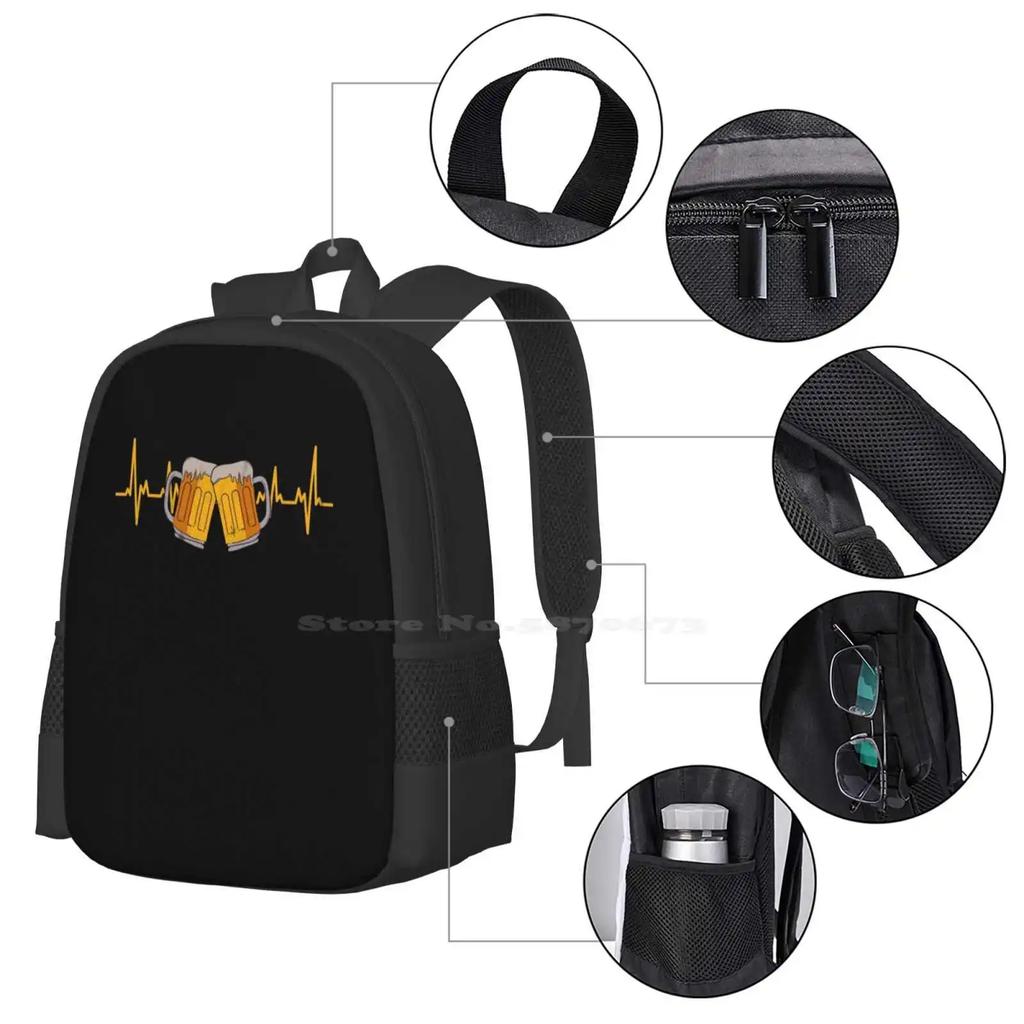 Beer Bierbrauer Heartbeat Hot Sale Backpack Fashion Bags Beer Brewer Hop