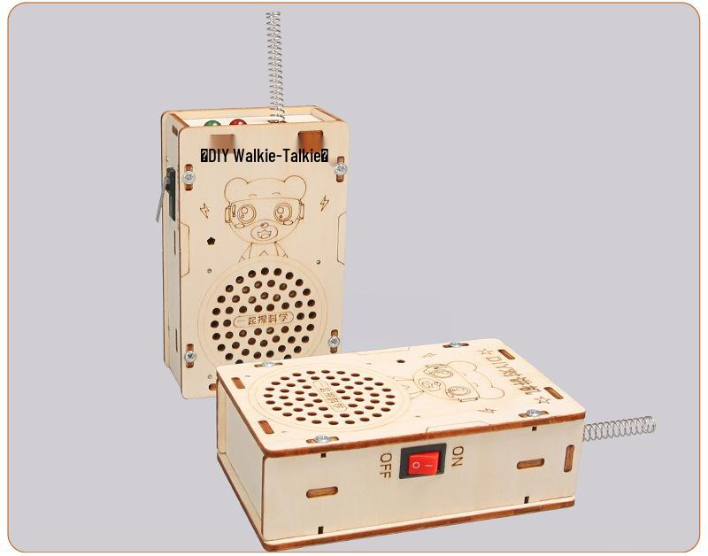 Kids' DIY Wooden Science Walkie-Talkie: 200-Meter Educational Wireless Paging Toy