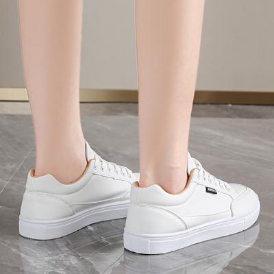 Little White Shoes Women's Spring and Autumn New Fashion Trendy with Leather Thin Flat-bottomed Sports Single Shoes Casual Board Shoes