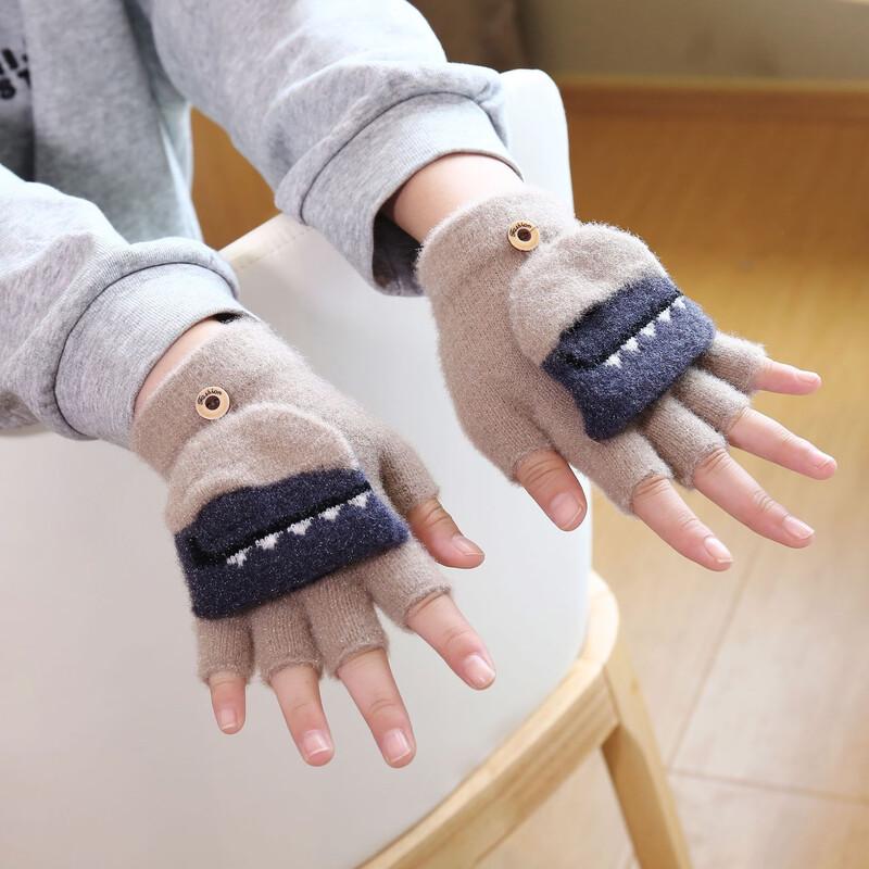 Fumade Kids  Cartoon Crocodile Half-Finger Flip Gloves, 3-Pair Pack