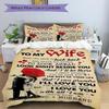 3pcs bedding set Love vows to wife Includes 1 Comforter + 2 Pillowcases, Without Pillow Inserts, Soft Comfortable, Lightweight Breathable, P