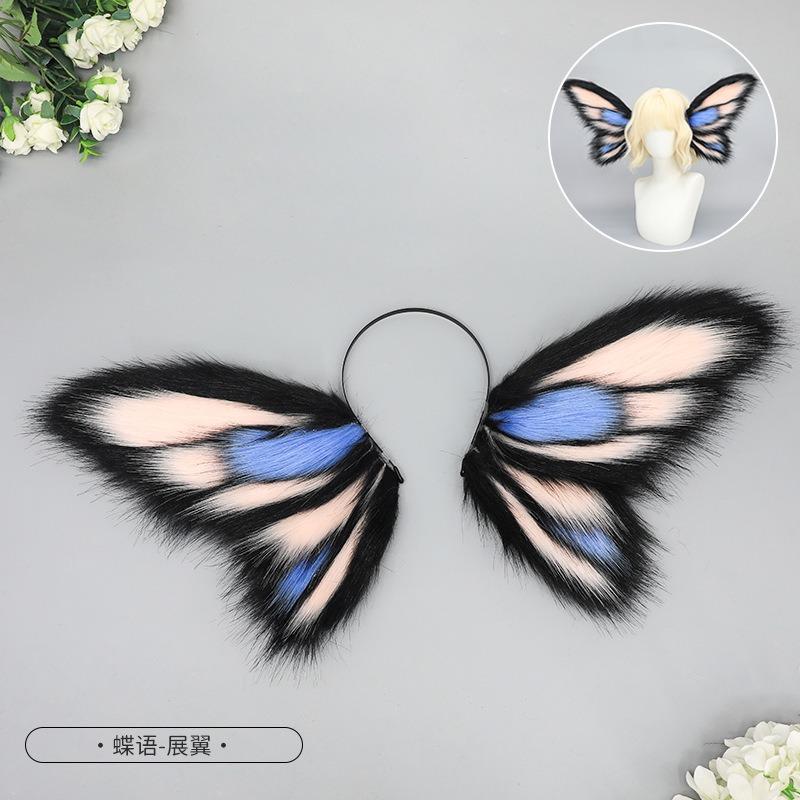 Halloween Demon Elf Beast Ear Headgear Exaggerated and Funny Plush Hair Accessories Butterfly Fantasy Creature Beast Ear Headband