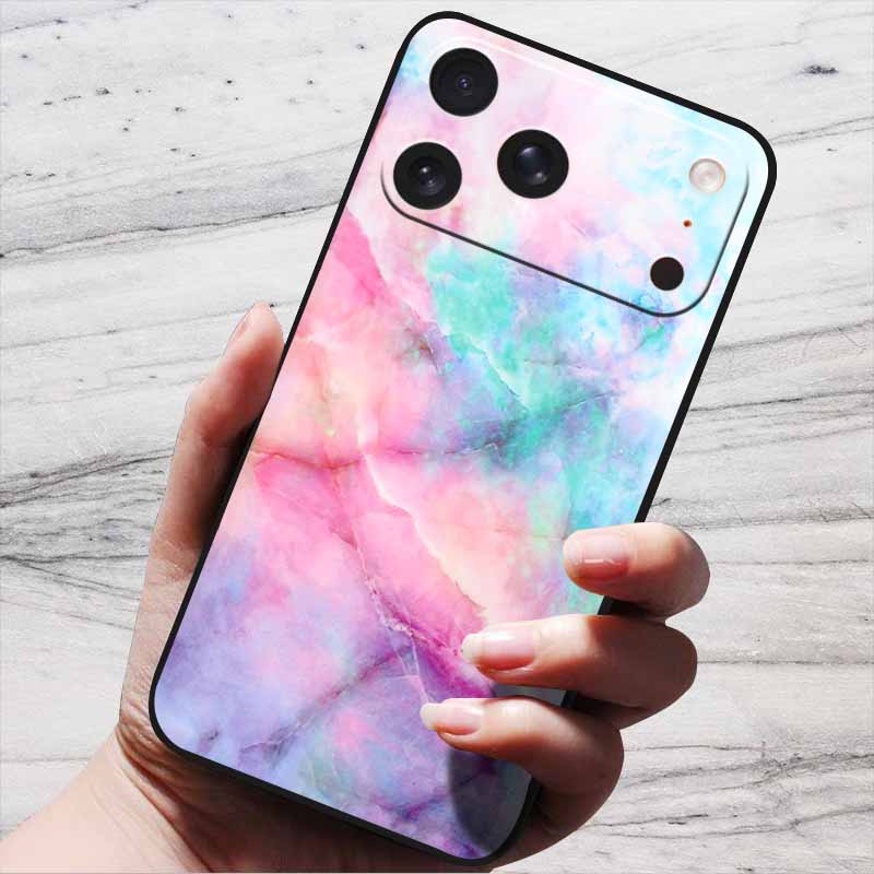 Marble Case For iPhone 16 Pro Max Black Edge Cover For iPhone17 Air 16e iPhone16 Plus Luxury Silicone Phone Cases Soft TPU Bag
