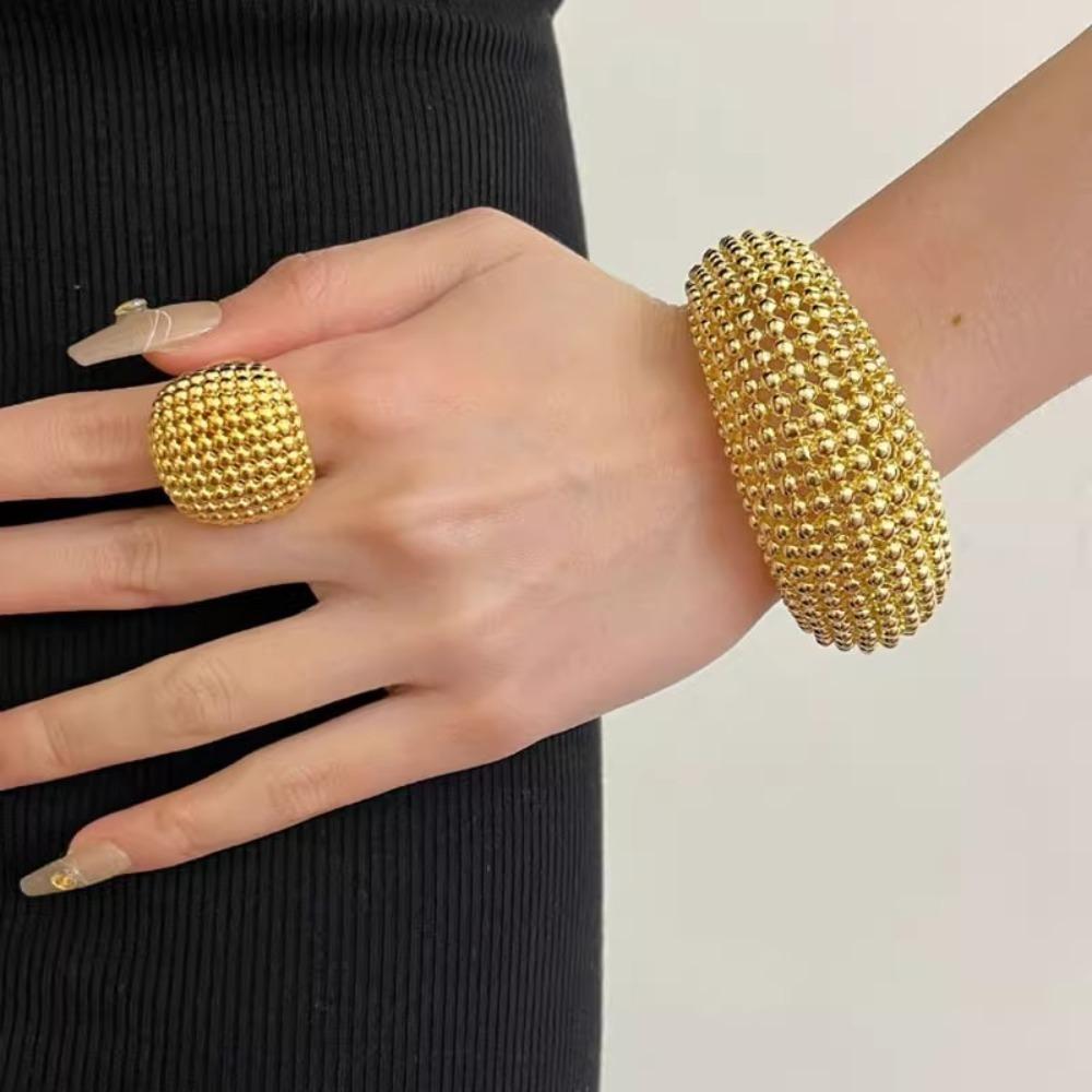 Vintage Open Cuff Bracelet Wrist Jewelry Fashion Luxury Ring Hollowed-out Round Bead Bracelet  Gift