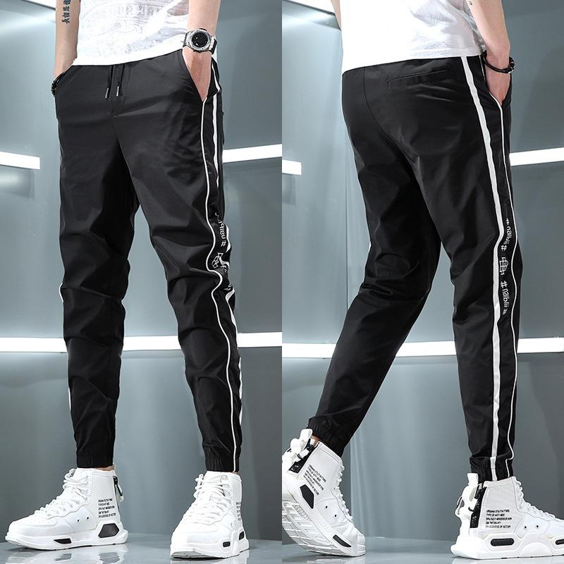 Calças masculinas plus size casuais de perna reta calças justas elásticas calças casuais calças de moletom