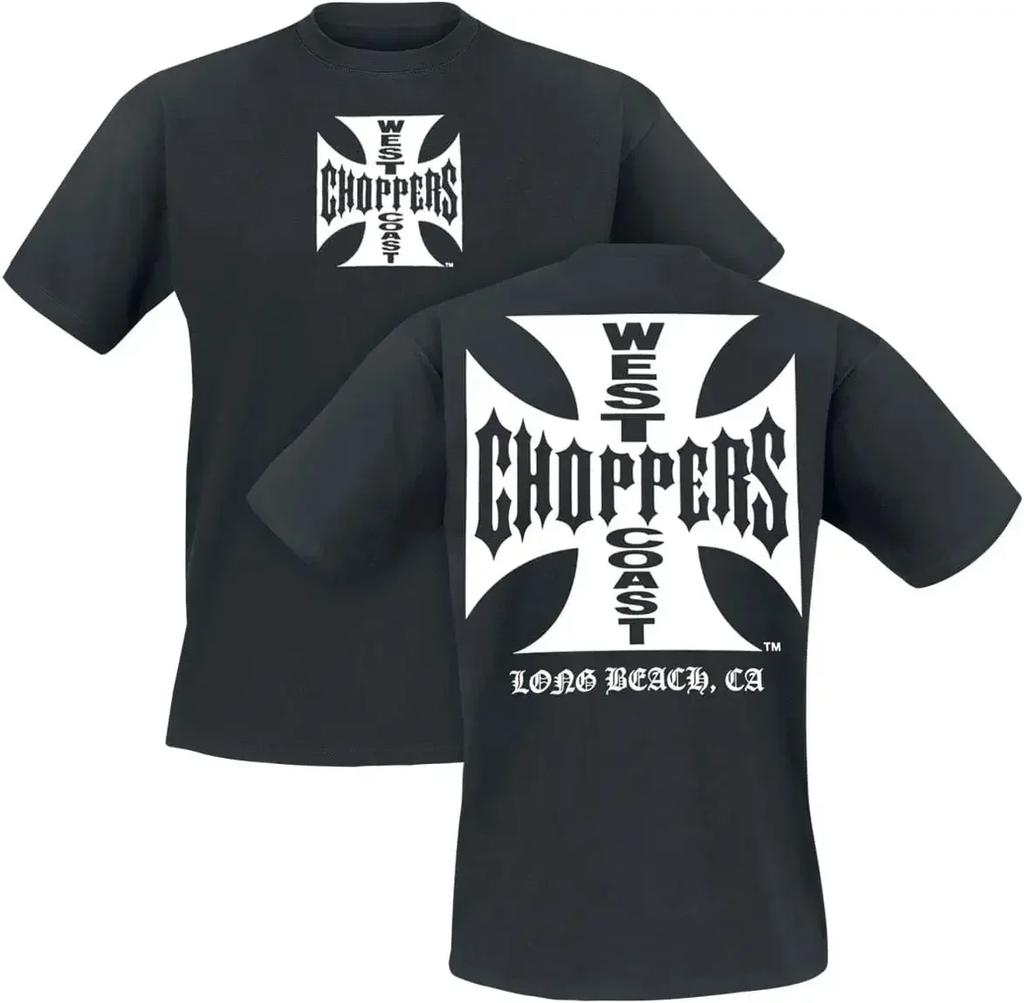 Classic Vintage West Coast Iron Cross Choppers California T-Shirt O-Neck Short Sleeve Casual Mens T-shirt Size S-4XL