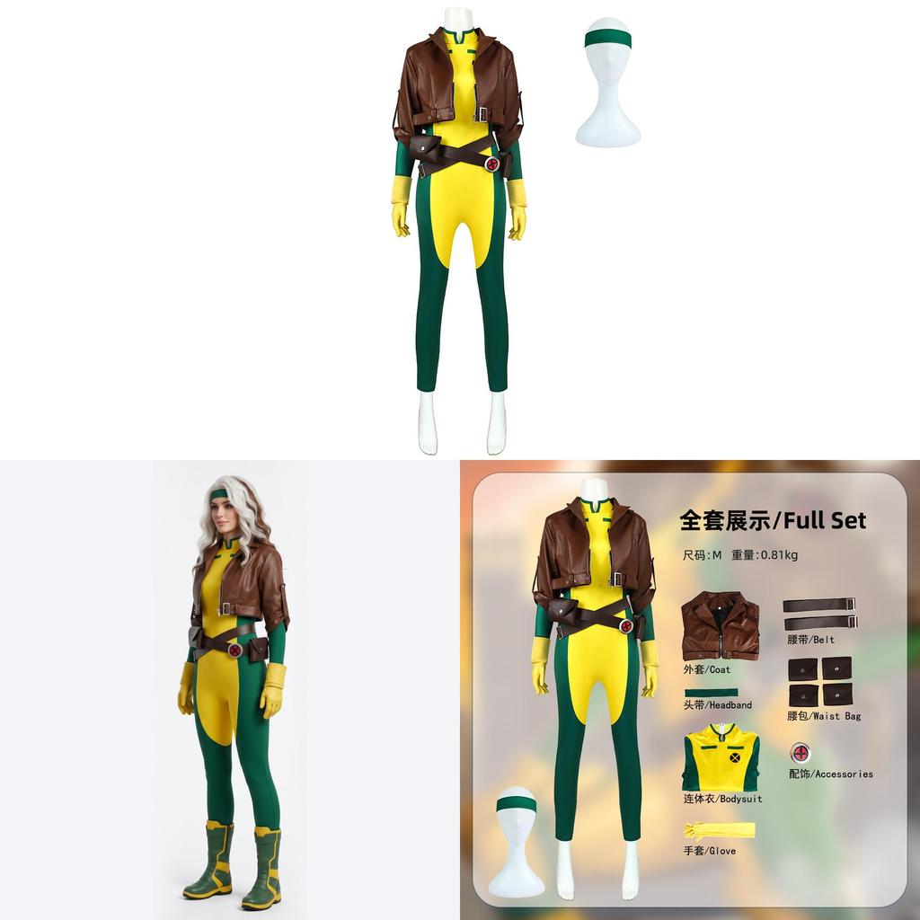 X Men Rogue Cosplay Costume Polyester Street Style For Anime And Gaming Events