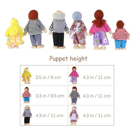 Wooden Happy Family Dressed Puppet Flexible Joints Doll Kids Toy Birthday Gift