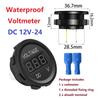 Mini Round Panel Waterproof Voltmeter,White Light DC 12-48V LED Digital Display Battery Voltage Meter Tester Gauge for Car Boat Marine Vehicle