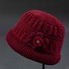 Plush Woolen Hat Flower Warm Fisherman Hat Retro Floral Knitted Bucket Hat  Autumn and Winter