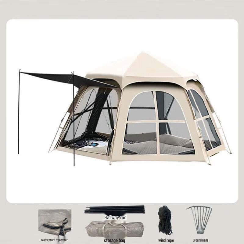 OEING Outdoor Hexagonal Automatic Camping Tent 280x240x155CM (5-8 Person)