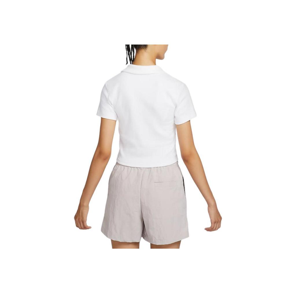 Nike Sportbekleidung Einfarbig Figurbetontes Polo Lässiges Sport Kurzarm T-Shirt Damen Oberteile Weiß HJ6852100