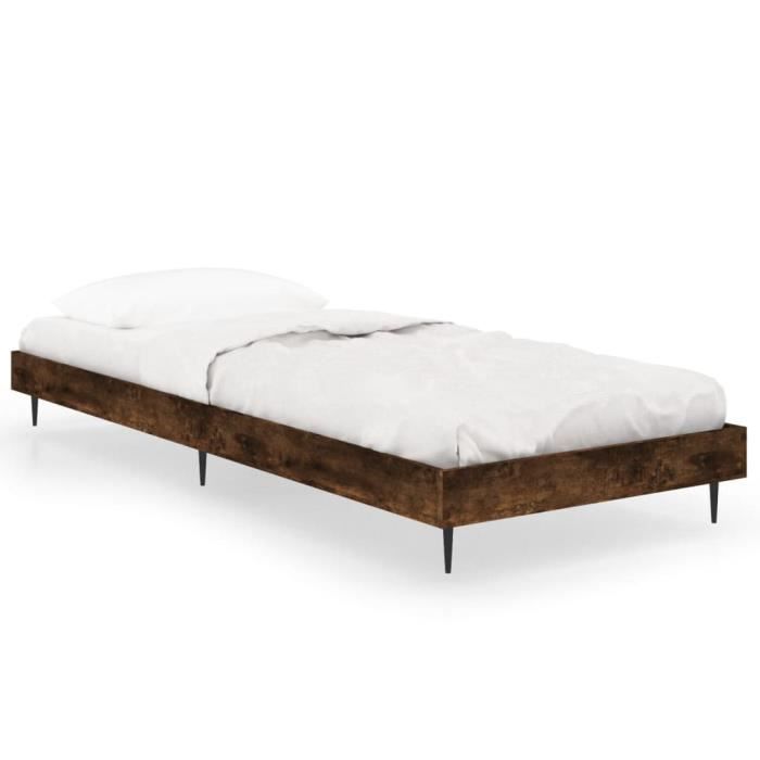 VidaXL Cadre de lit chêne fumé 75x190 cm bois d'ingénierie 832314