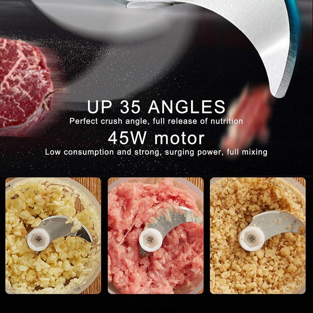 250Ml Electric Meat Grinder, USB Charging Kitchen Food Chopper, Multifunctional Complementary Food Mixer, Household Electric Food Processor for