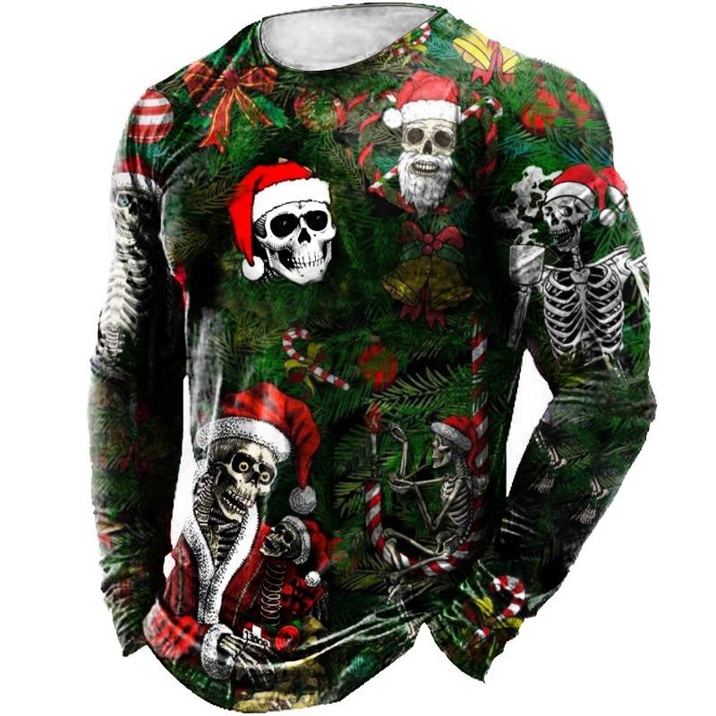 Spring Autumn Men's Casual Flag Printed Top Long Sleeve T-shirt Plus Size Men's Tees