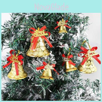 Festive Gold Plastic Christmas Bells Decorative Holiday Ornaments For Home Decor