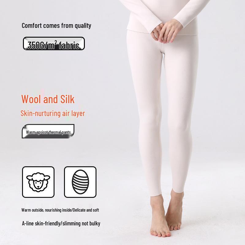 

Женский термокомплект из шерсти и шелка с квадратным вырезом - Теплое базовое белье для осени и зимы 2XL (140-160 jin)