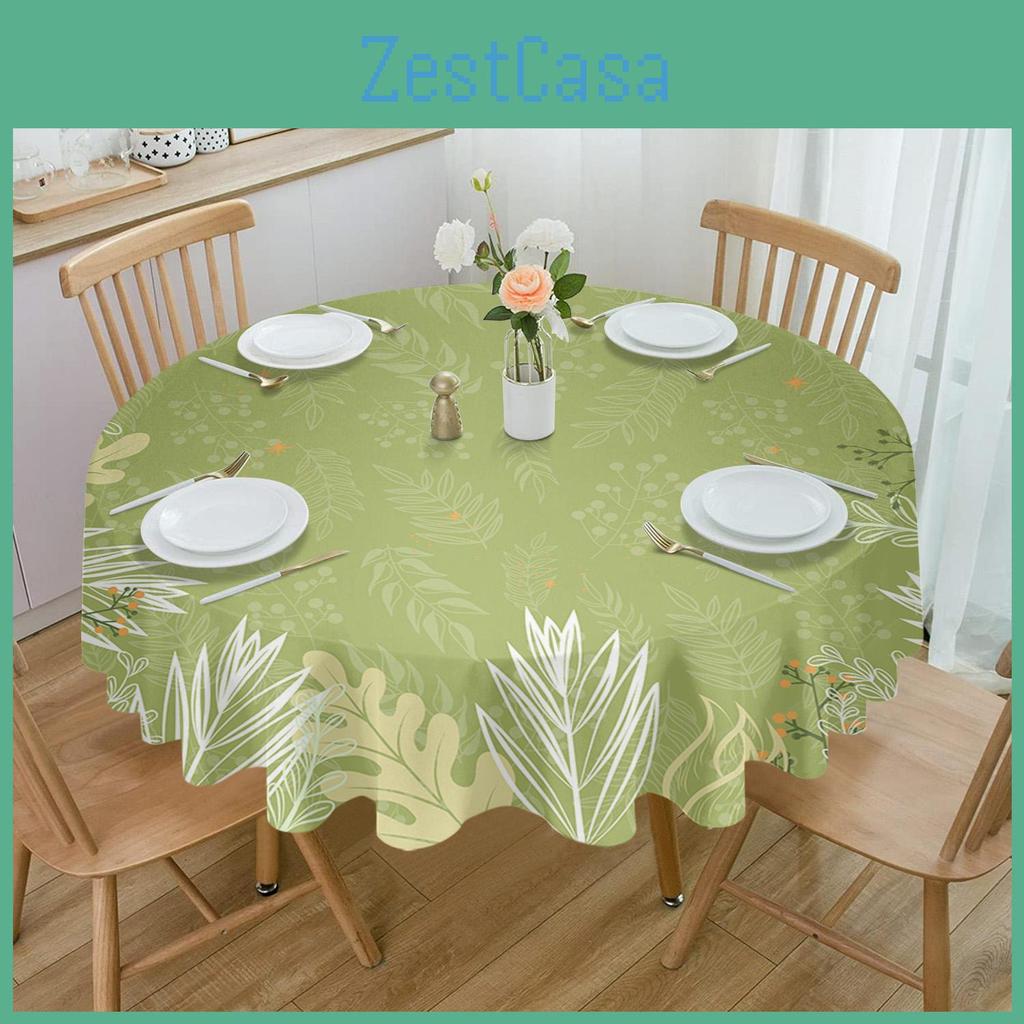 Leaves Branches And Simple Plant Round Table Cloth Festival Dining Waterproof Tablecloth Table Cover For Wedding Party Decor
