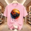 Unisexs Dripping Basketball Graphic TShirt Streetwear Hip Hop Tee Oversized Fit WHITE Top for Unisex Trendy Summer Style